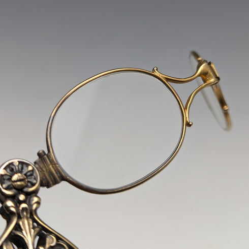 美國古董純銀鍍金便攜式折疊眼鏡 Roniet